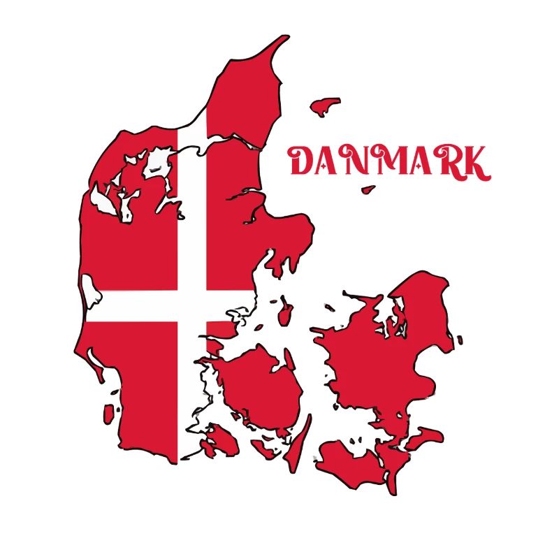 Denmark Map with Flag