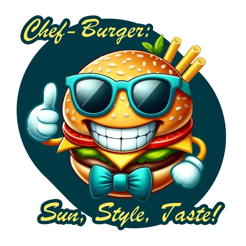 Sunny Chef Burger Dessin animé Design