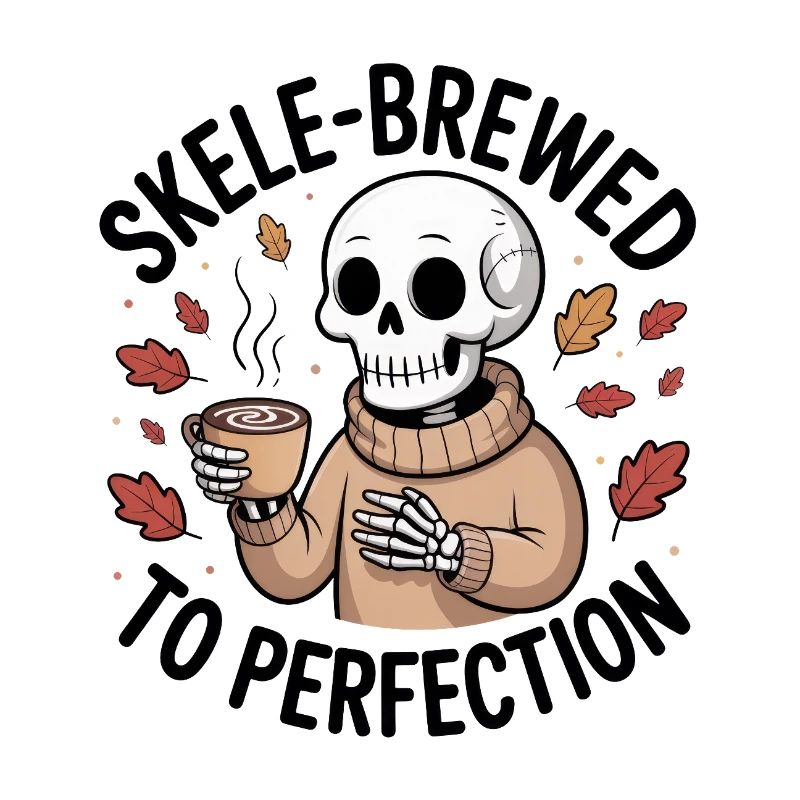 Squelette cosy en pull avec chocolat chaud