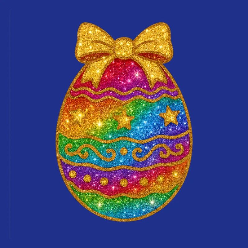 Rainbow Glitter Egg with Bow