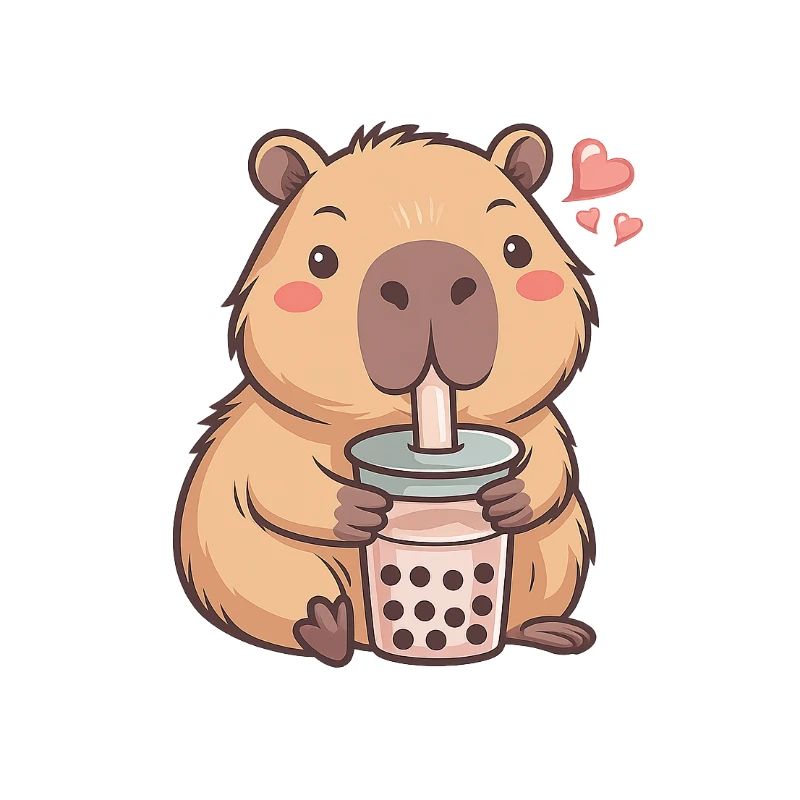 Beaver Bubble Tea Charm