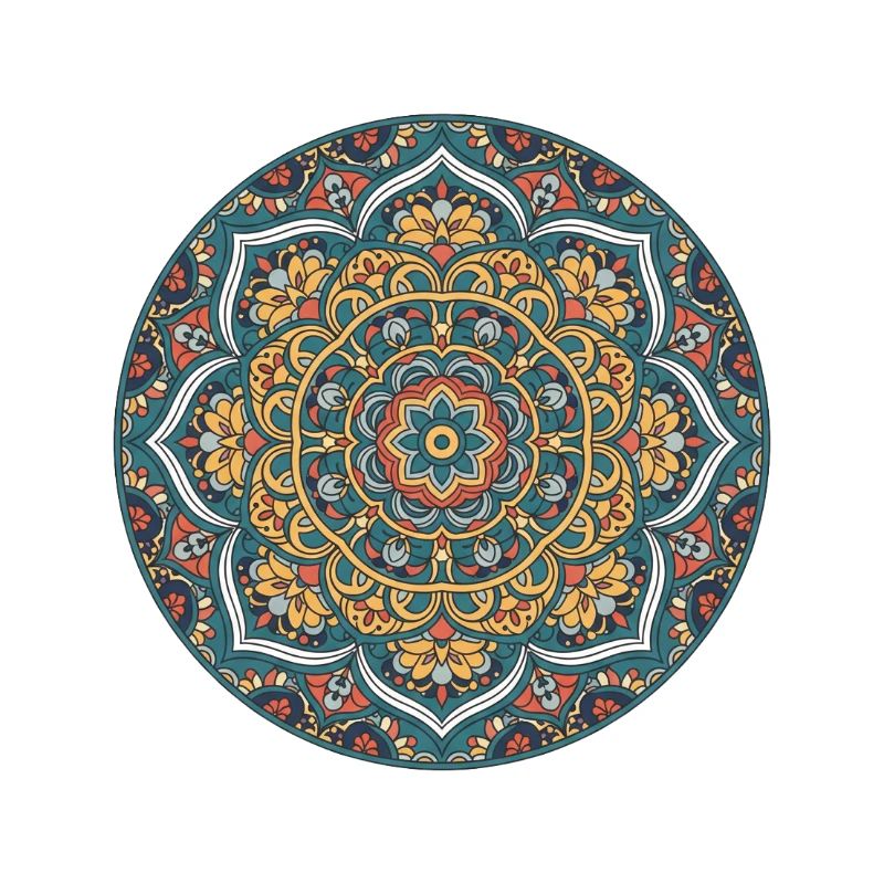 Mandala Circle Pattern in Blue Gold