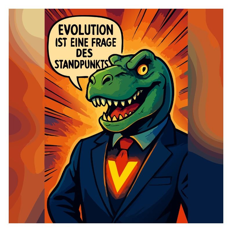 Dino in a suit – evolution is a matter of opinion