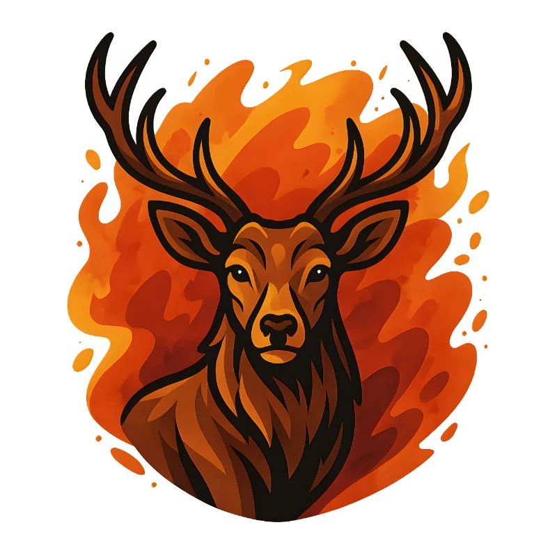 Burning deer in flames