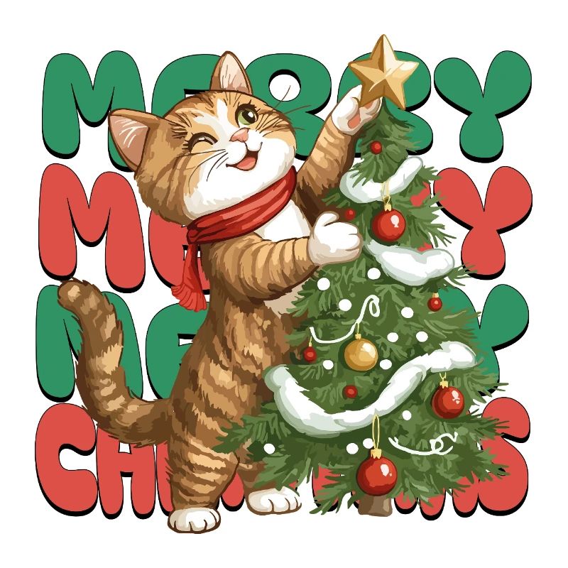 Chat Arbre de Noël Noël Noël Mignon Drôle