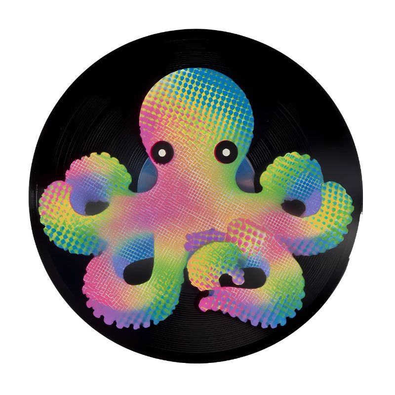 Colorful Pixel Octopus on Vinyl