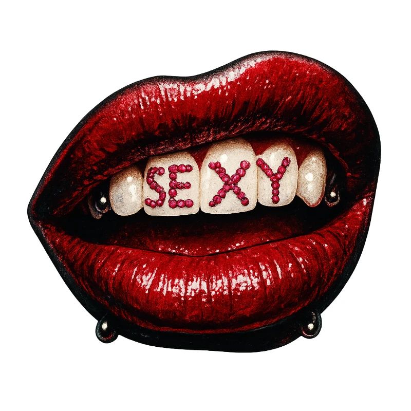 Lippen mit Perlenbuchstaben