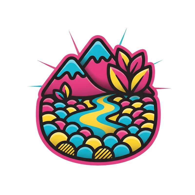 Colorful River Landscape Candystyle