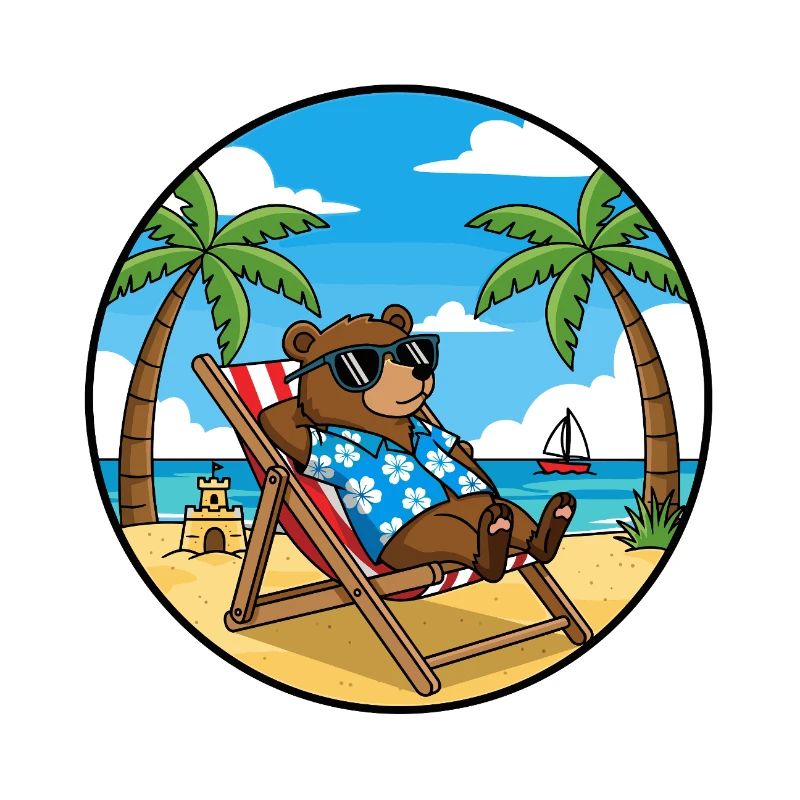 Cool Bear Beach Vacation Summer Vibes