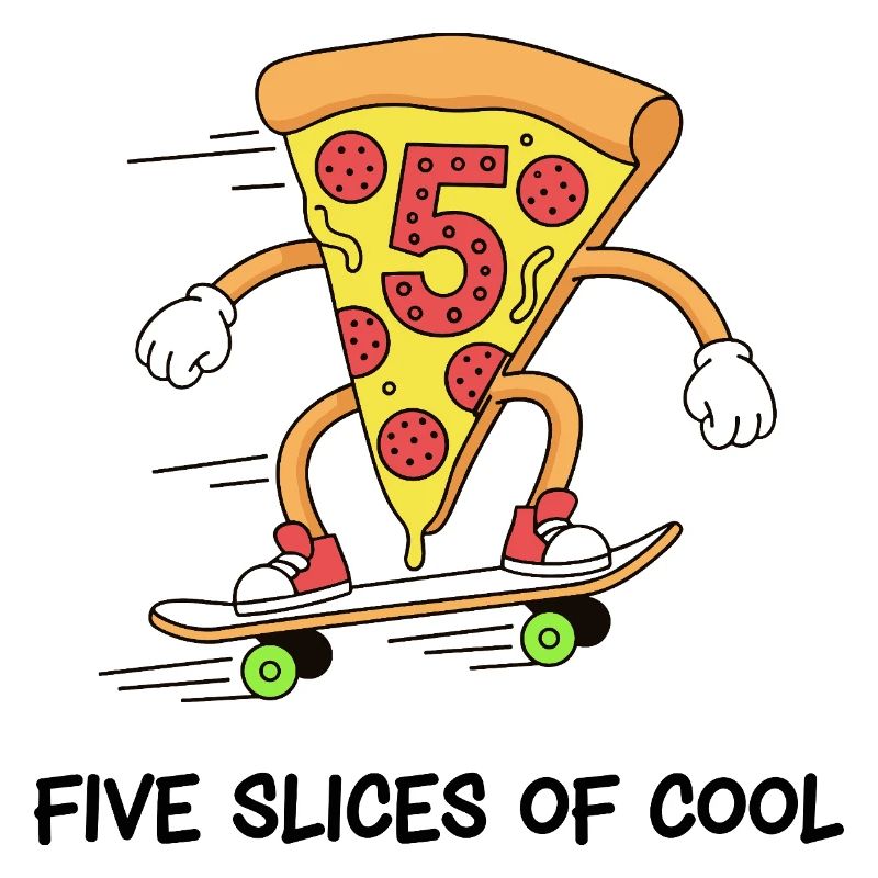 Cinq tranches de patineur de pizza cool