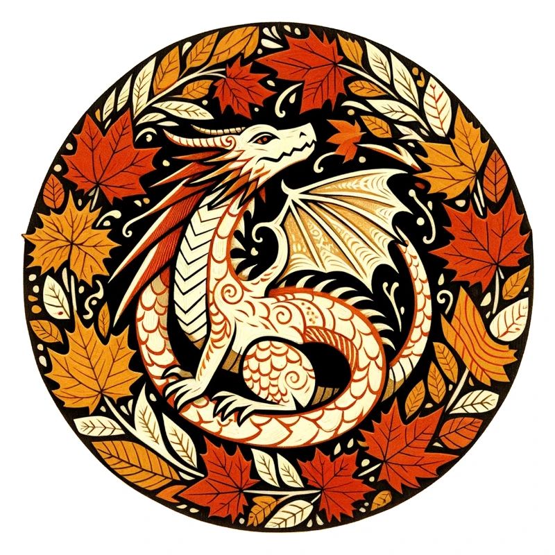 Autumn Dragon Circular Leaf Pattern