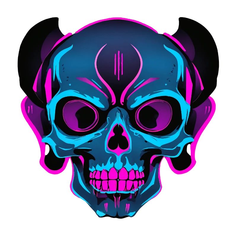 Neon Skull mit Kopfhörern