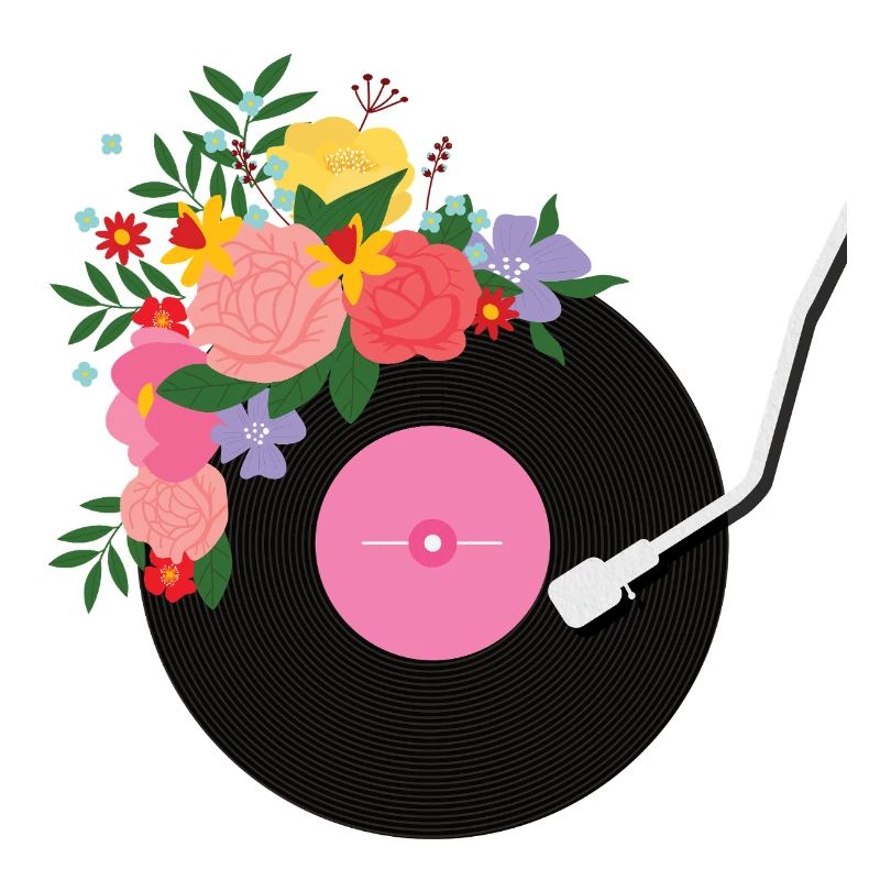 Disque vinyle fleuri