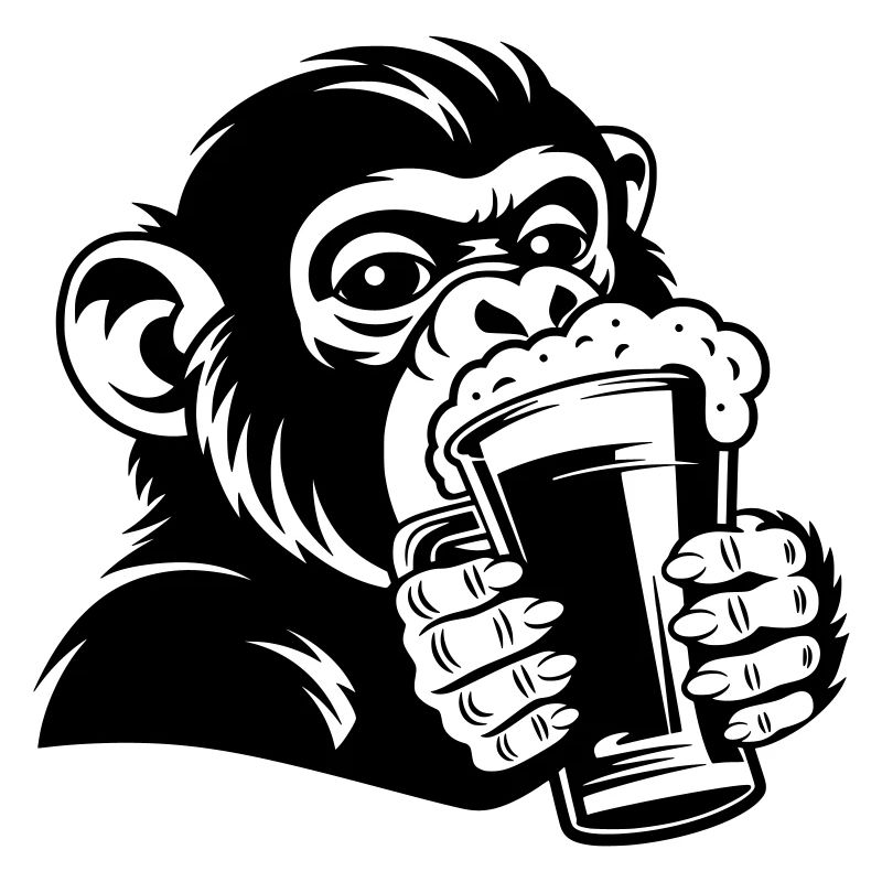 Lässiger Affe mit Getränk