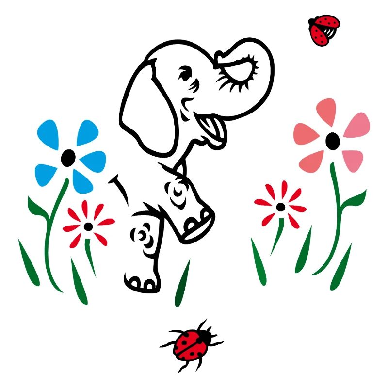 Elefant auf einer Blumenwiese
