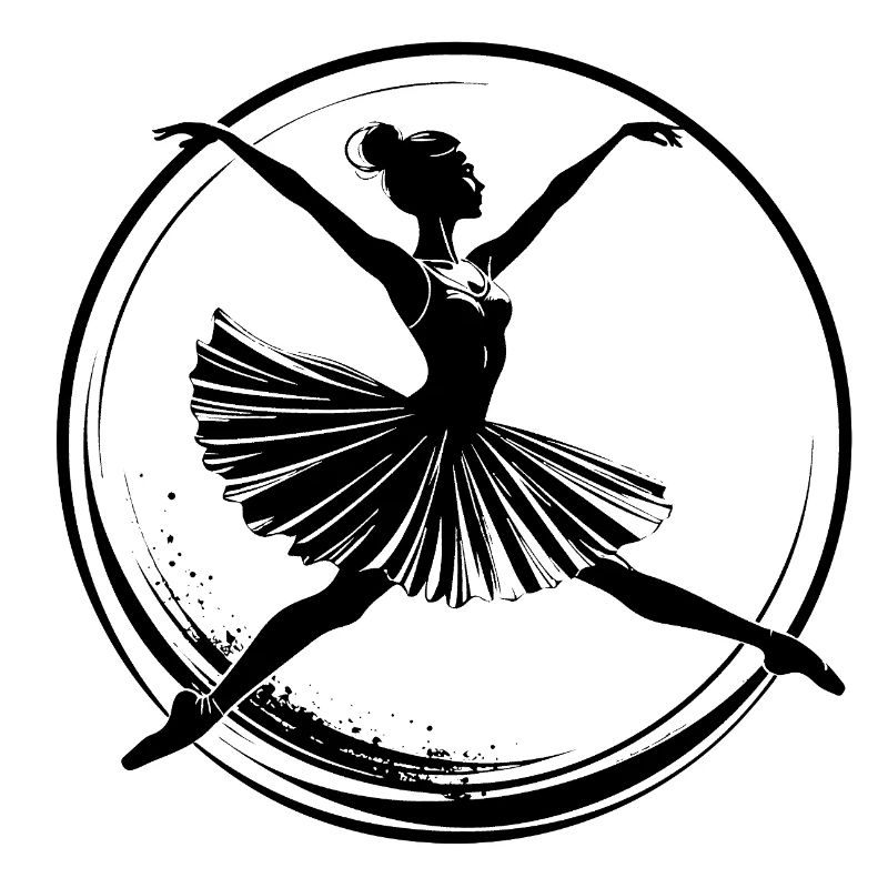 Ballet Dancer Art Jump Solid Color Black