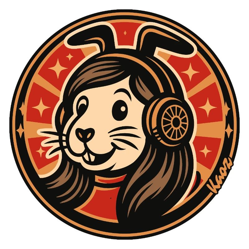 Rabbit Headphones Badge