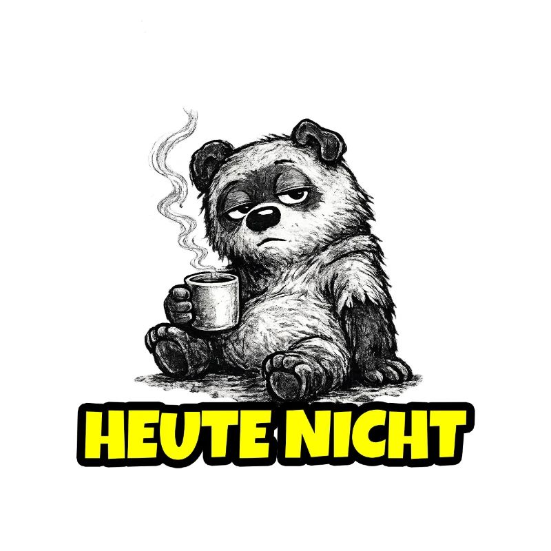 Heute nicht – Grumpy Bär mit Kaffee (Sketch)
