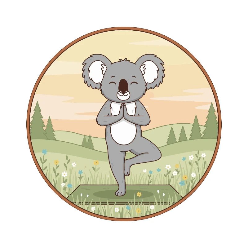 Yoga Koala Bear Doing Tree Pose Art