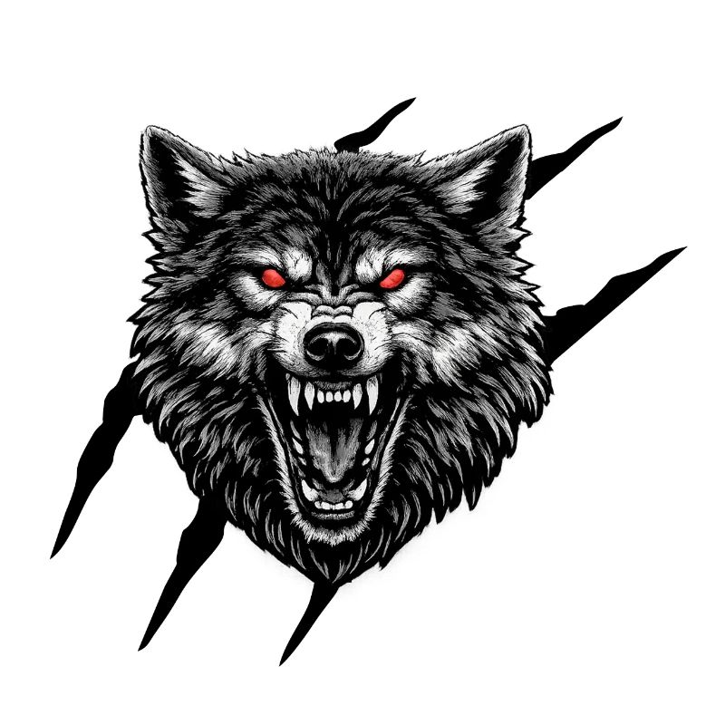 Blutrote Wolfsgesicht