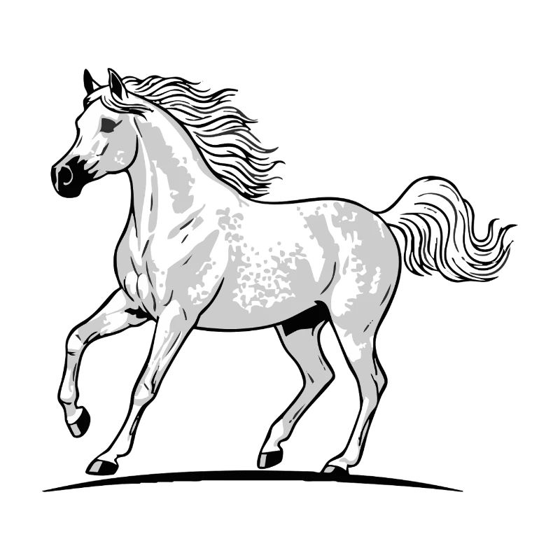White Arabian Horse Dappled Trotting Equestrian Elegance