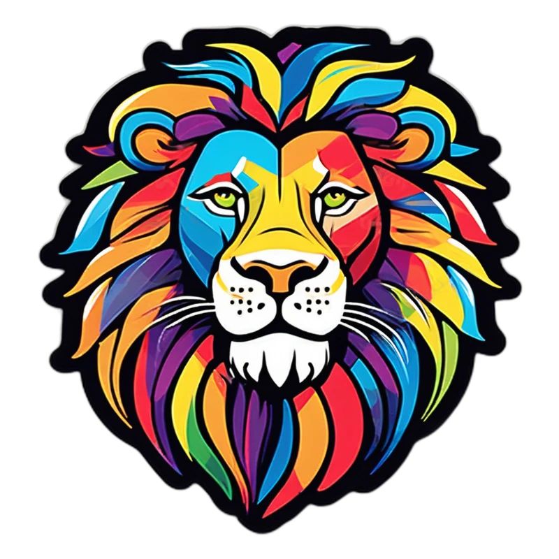 Lion éclatant arc-en-ciel