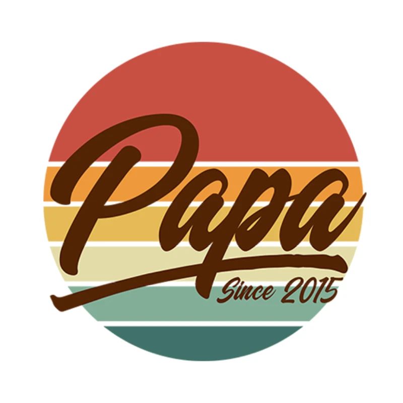 Papa Since 2015 Retro Vintage Sunset Design