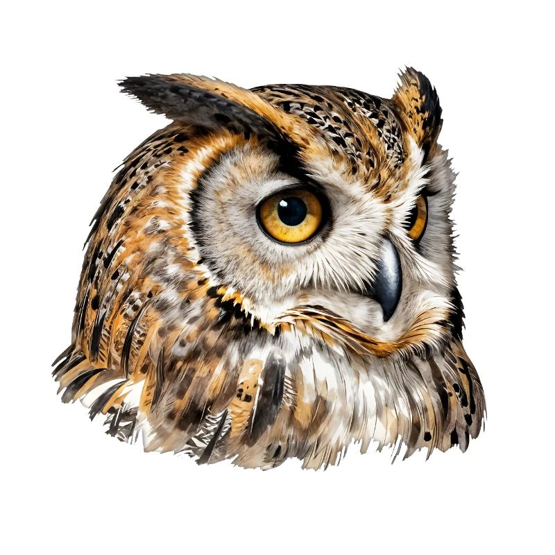 Artistic feather night owl