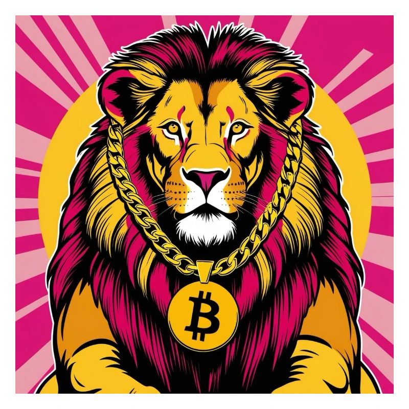 Krypto-Löwe Neon Pop Kunst