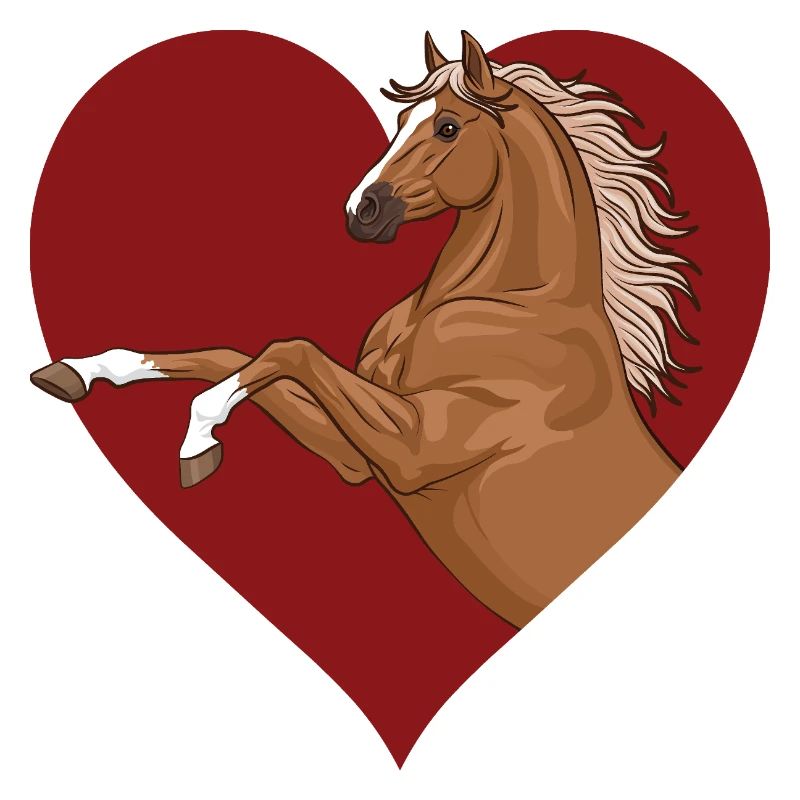 Ein springendes Pferd und ein rotes Herz