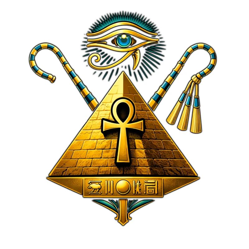 Pyramide Ankh et Œil d'Horus Doré