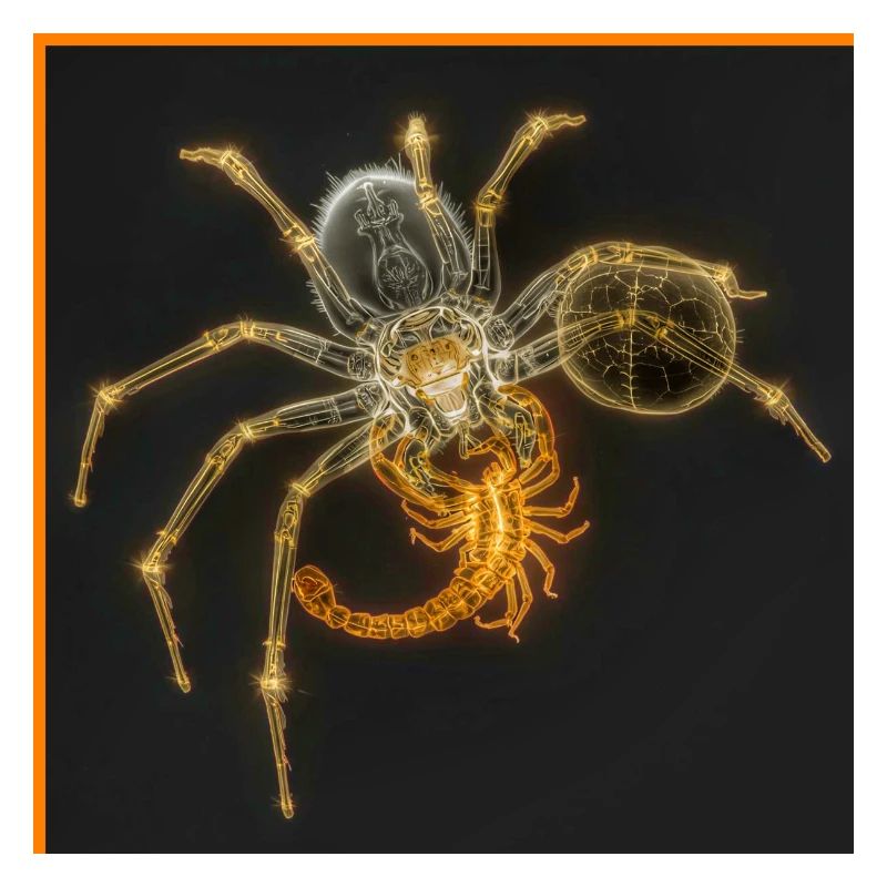 Neon-Spinne mit funky Tails