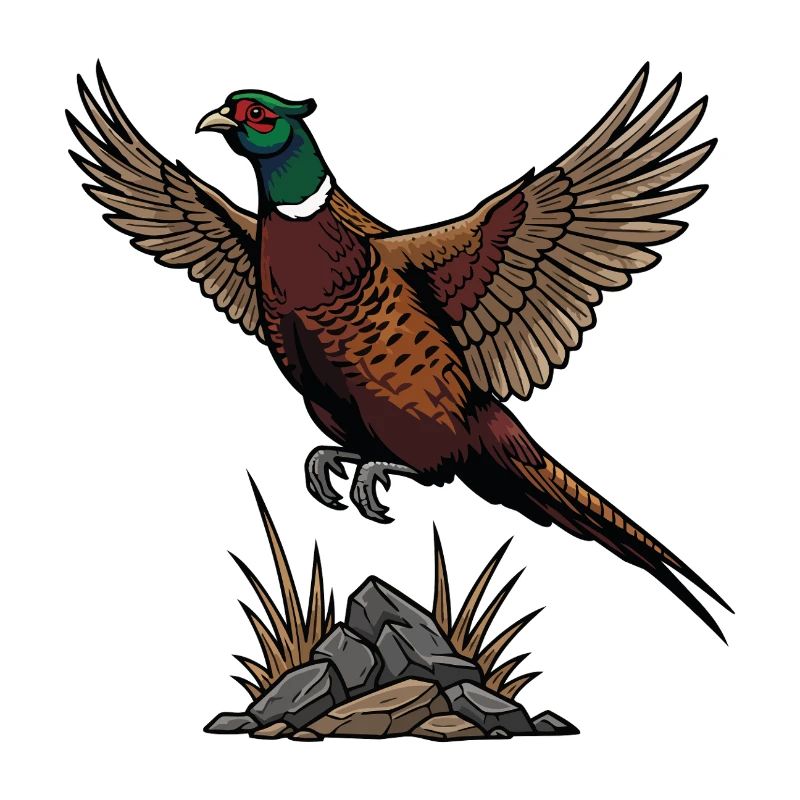 Ring-necked Pheasant in Flight Wild Nature