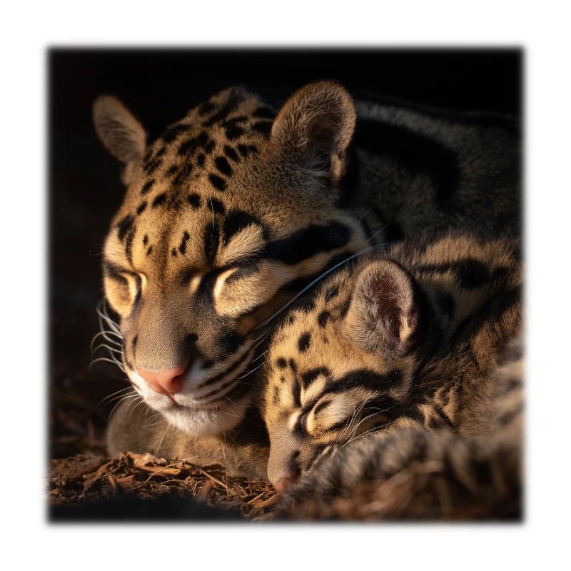 Clouded leopard with cub Loving wildcats