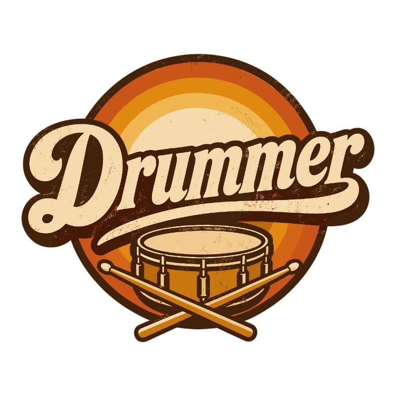 Drummer Retro Logo with Drum