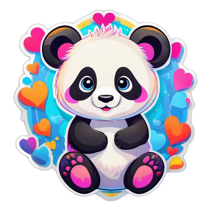 Rainbow Heart Panda