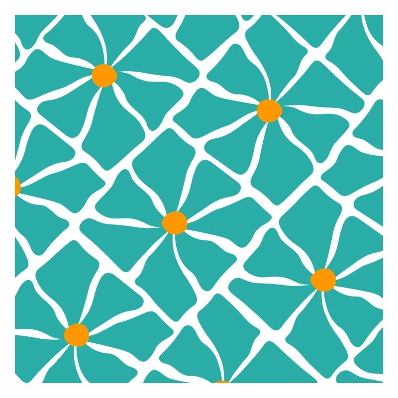Turquoise Blossoms Mosaic Pattern