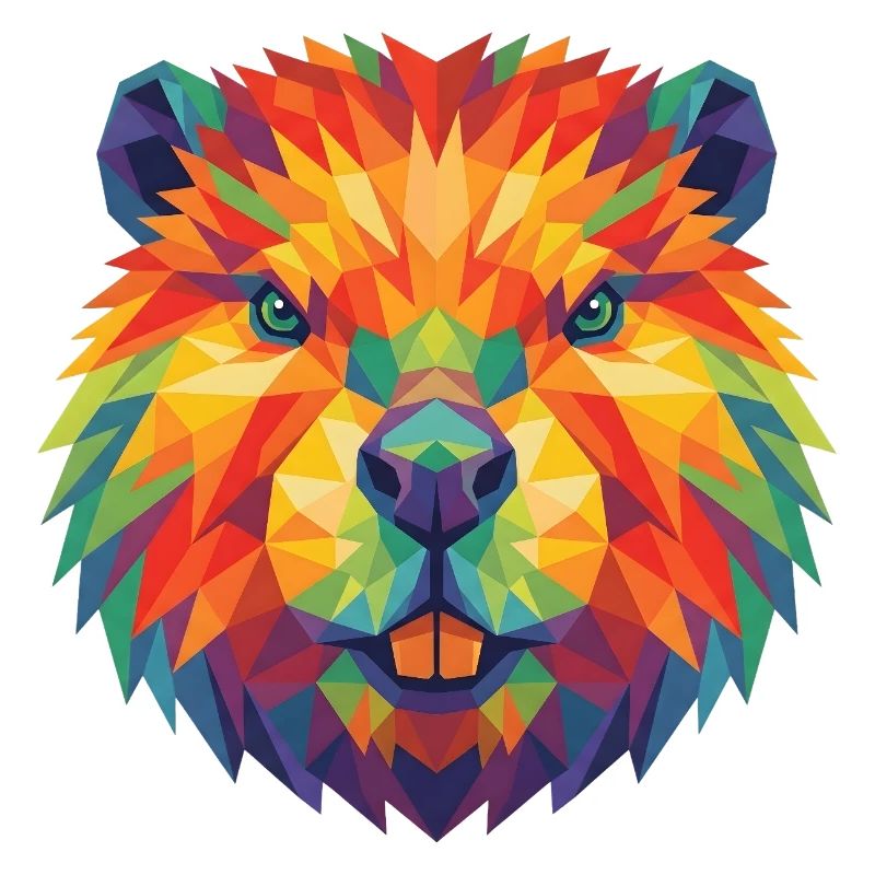 Colorful Geometric Beaver Head Pop Art Bober