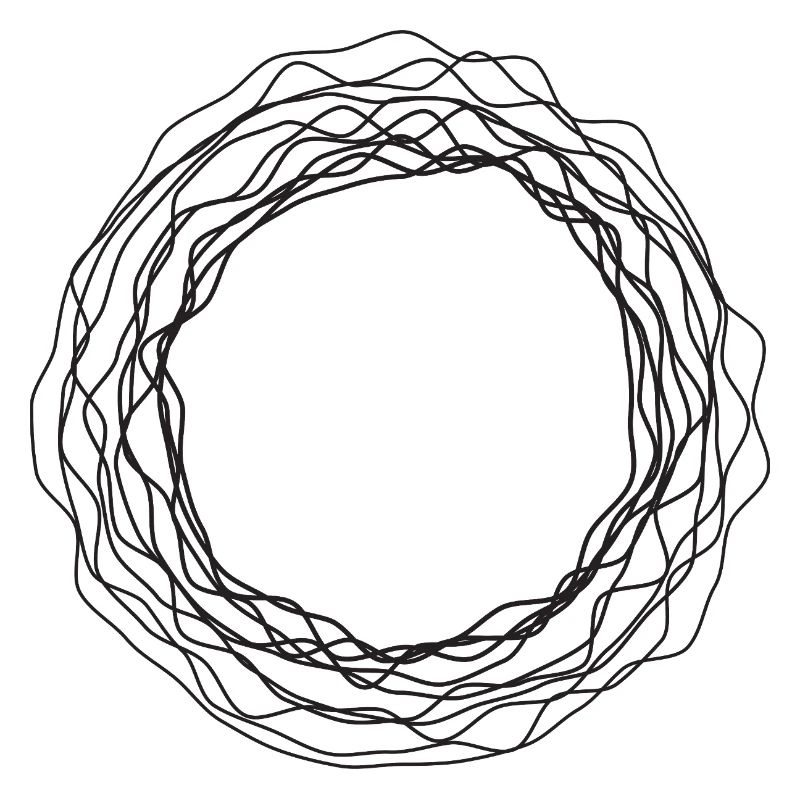 Tangled Wreath Circular Line Art