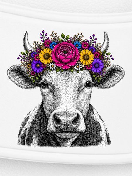 Kuh mit Blumenkrone