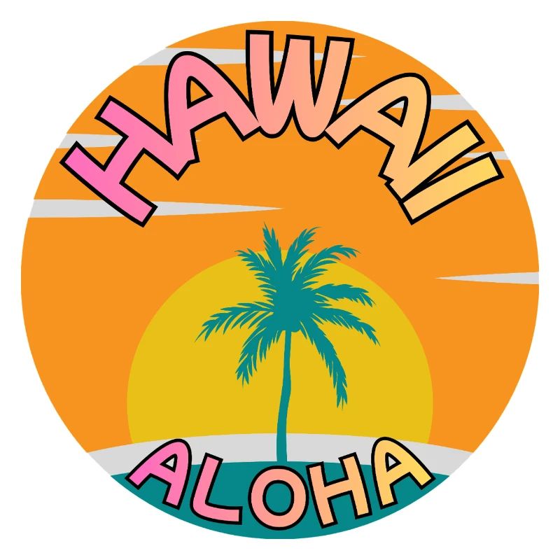 Hawaii Aloha Sunset with Palm Tree