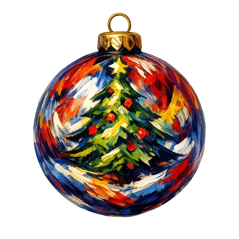 Weihnachtskugel mit Tannenbaummotiv . KI generiert
