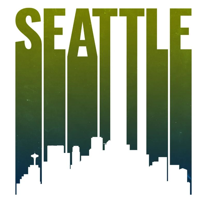 Seattle Skyline Green Gradient
