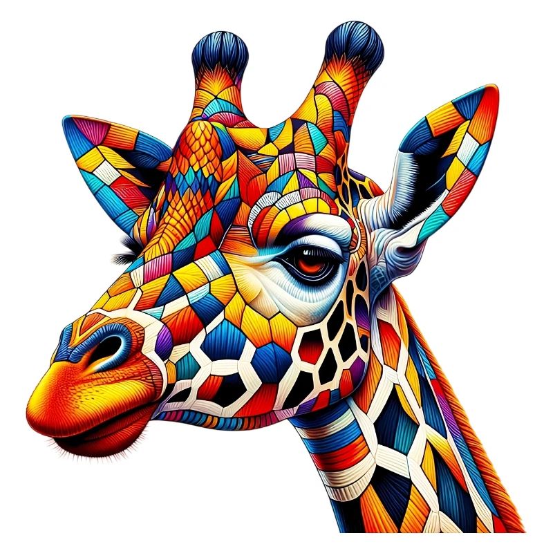 Giraffe colored and painted like Harlequin