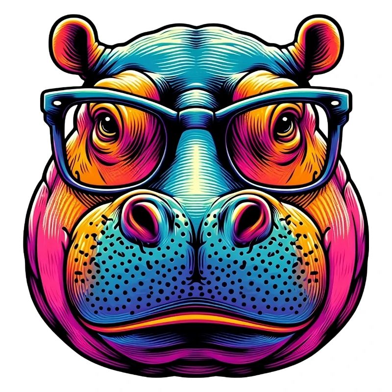 Nilpferd mit Brille
