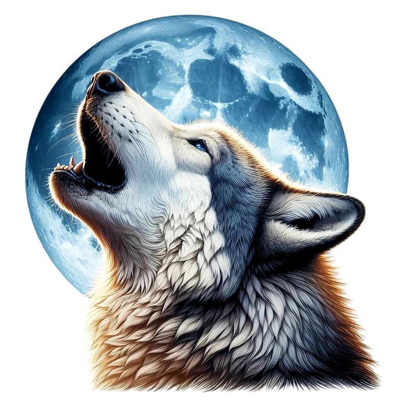 Wolf howls at the full moon