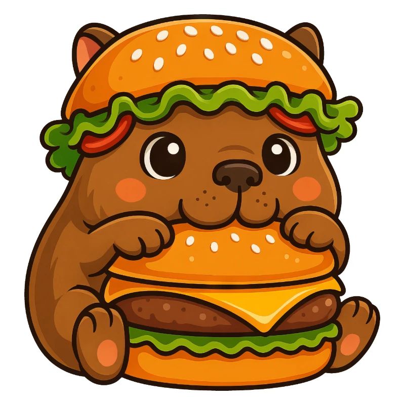 Capybara sucré Capybara avec cheeseburger rapide