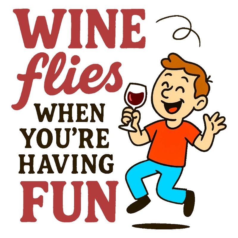 Cheerful drinking wine funny text