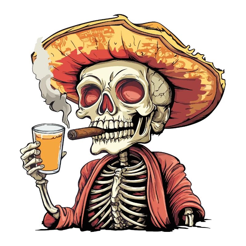 Skeleton Skull Skull Cigar Liquor