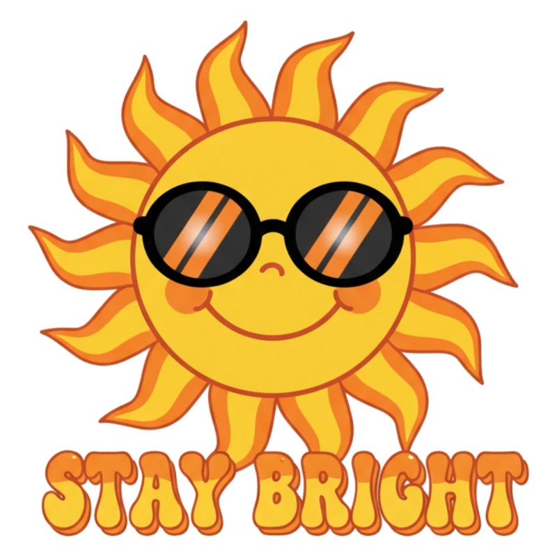 Stay Bright Retro Groovy Smiling Sun Design